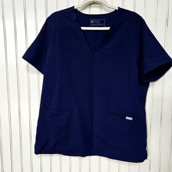 Figs Technical Collection Scrub Top Size XL Navy Blue Casma 3 Women's 2 Pockets - Picture 1 of 6